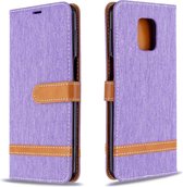 Voor Xiaomi Redmi Note 9 / Note 9S / Note 9 Pro Kleurafstemming Denim Texture Horizontaal Flip Leather Case met houder & kaartsleuven & Wallet & Lanyard (paars)