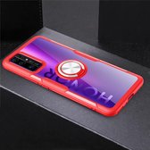 Voor Huawei Honor 30 schokbestendig transparant TPU + acryl beschermhoes met ringhouder (rood)