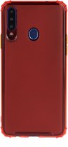 Voor Galaxy A20s schokbestendige TPU transparante beschermhoes (rood)