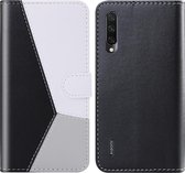 Voor Xiaomi Mi A3 Lite / Mi CC9 Tricolor stiksels Horizontale Flip TPU + PU lederen tas met houder & kaartsleuven & portemonnee (zwart)