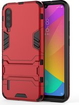 Voor Geschikt voor Xiaomi Mi CC9e schokbestendige pc + TPU beschermhoes met onzichtbare houder (rood)