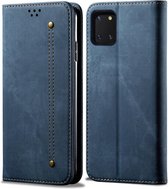 Voor Galaxy Note10 Lite / M60s / A81 denim textuur casual stijl horizontale flip lederen tas met houder & kaartsleuven & portemonnee (blauw)