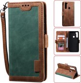 Voor Xiaomi Redmi Note 8T Retro splicing horizontale flip lederen tas met kaartsleuven en houder en portemonnee (groen)