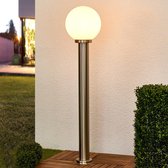 Lindby - buitenlamp - 1licht - roestvrij staal, kunststof - H: 110 cm - E27 - roestvrij staal, opaalwit