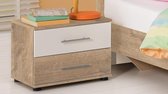 Beter Bed Oaklyn Nachtkast - 2 Lades - Licht Eiken/ Wit