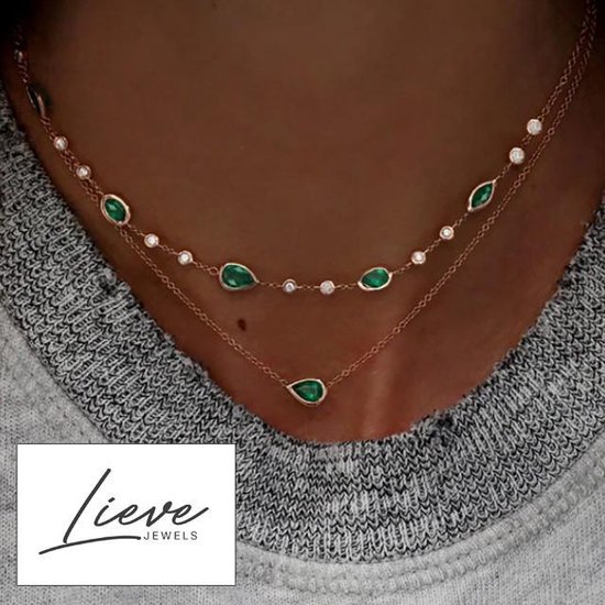 Vintage ketting set - 2 lagen - Goud groene stenen - Dames - Lieve Jewels |  bol.com