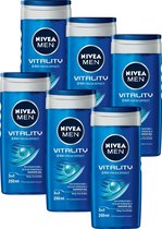 NIVEA MEN Vitality Refresh- 6x 250 ml - voordeelverpakking - Douchegel