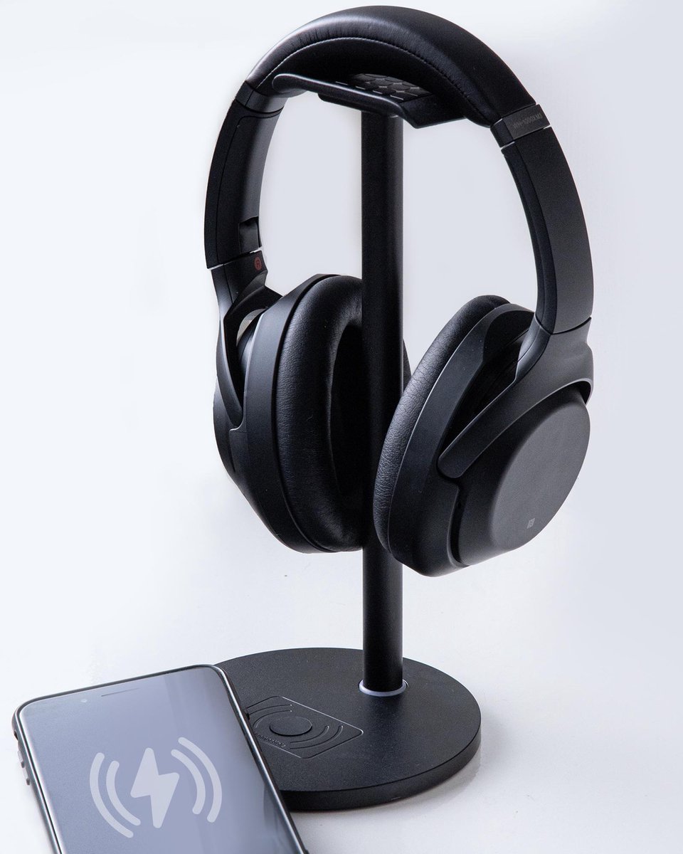 Universele 2-in-1 Headset Stand - Qi-technologie - Draadloos Opladen voor Smartphones - Anti-slip - Koptelefoon Houder - Headphone Standaard - 9Tech