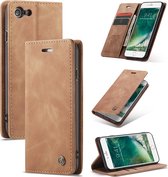 Luxe PU leren Bookcase voor Apple iPhone 8 | iPhone 7 | SE 2020 | Hoogwaardig Leren Hoesje | Lederen Wallet Case | Kaarthouder | Portemonnee | Cognac Bruin