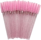 Wegwerp Wimper en Wenkbrauw Borsteltjes - Mascara Borsteltjes - 10 stuks - Roze glitter