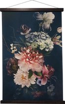 Wandkleed met bloemen - prachtige warme kleuren - zware kwaliteit echt katoen/linnen - afm. 80x120cm - incl. ophanging