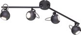 LED Plafondspot - Nitron Bosty - GU10 Fitting - 4-lichts - Rond - Mat Zwart - Aluminium