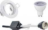 LED Spot Set - Nitron - GU10 Fitting - Dimbaar - Inbouw Rond - Mat Wit - 6W - Warm Wit 3000K - Kantelbaar Ø83mm