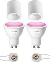 PHILIPS HUE - Opbouwspot Set GU10 - White and Color Ambiance - Bluetooth - Luxino Cliron Pro - Opbouw Rond - Mat Wit - Verdiept - Ø90mm