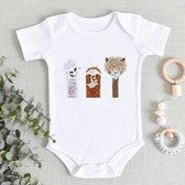 Rompertjes - Romper - Newborn Kleding - Rompertje met Dieren - Baby Kleding Jongens en Meisjes - Drie Alpaca's - Kraamcadeau - Maat 56