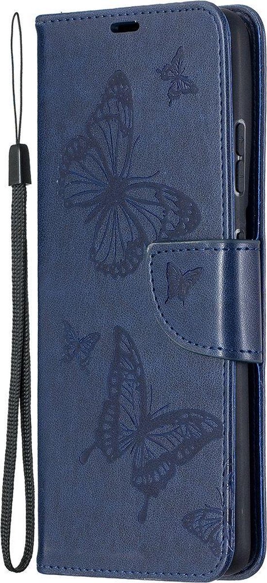 Mobigear Telefoonhoesje geschikt voor Samsung Galaxy S21 Ultra Hoesje | Mobigear Butterfly Bookcase Portemonnee | Pasjeshouder voor 2 Pasjes | Telefoonhoesje voor Pinpas / OV Kaart / Rijbewijs - Blauw