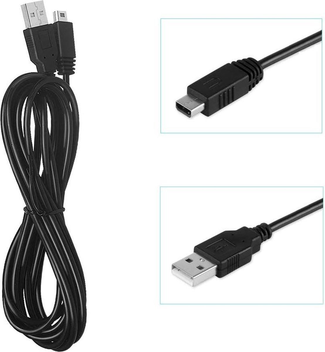 USB oplader / oplaadkabel geschikt voor Nintendo Wii U gamepad 3 meter