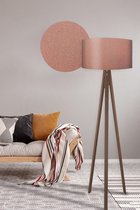 YILTEX – Vloerlamp / Vloerlampen Woonkamer / Lamp / Staande Lamp / Lamp E27 / Driepoot Lamp – 140cm – Ø38 – Hout -  Zalm Licht Bruin Met Bruine Voeten