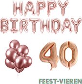 40 jaar Verjaardag Versiering Ballon Pakket Rosé Goud