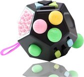 Fidget Cube Toy Speelgoed - Kubus 12 speelkanten - Zwart pastel