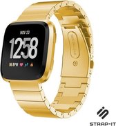 Stalen Smartwatch bandje - Geschikt voor Fitbit Versa 2 luxe metalen bandje - goud - Strap-it Horlogeband / Polsband / Armband