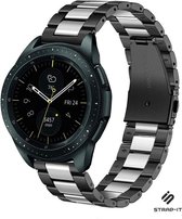 Stalen Smartwatch bandje - Geschikt voor Strap-it Samsung Galaxy Watch 42mm stalen bandje - zwart/zilver - Strap-it Horlogeband / Polsband / Armband