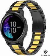 Stalen Smartwatch bandje - Geschikt voor  Garmin Venu stalen bandje - zwart/goud - Strap-it Horlogeband / Polsband / Armband