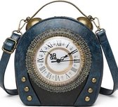 Steampunk Vintage Klok handtas met echt werkende Klok (blue)