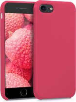 kwmobile telefoonhoesje voor Apple iPhone SE (2022) / SE (2020) / 8 / 7 - Hoesje met siliconen coating - Smartphone case in fuchsia / rood
