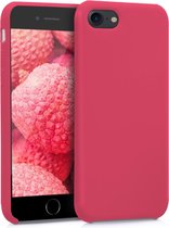 kwmobile telefoonhoesje geschikt voor Apple iPhone SE (2022) / iPhone SE (2020) / iPhone 8 / iPhone 7 - Hoesje met siliconen coating - Smartphone case in fuchsia / rood