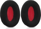 kwmobile 2x fluwelen oorkussens voor Kingston HyperX Cloud II koptelefoons - Kussens voor over-ear-koptelefoon in rood / zwart