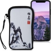 kwmobile hoesje voor smartphones L - 6,5" - hoes van Neopreen - Chinese Natuur design - rood / zwart / wit - binnenmaat 16,5 x 8,9 cm