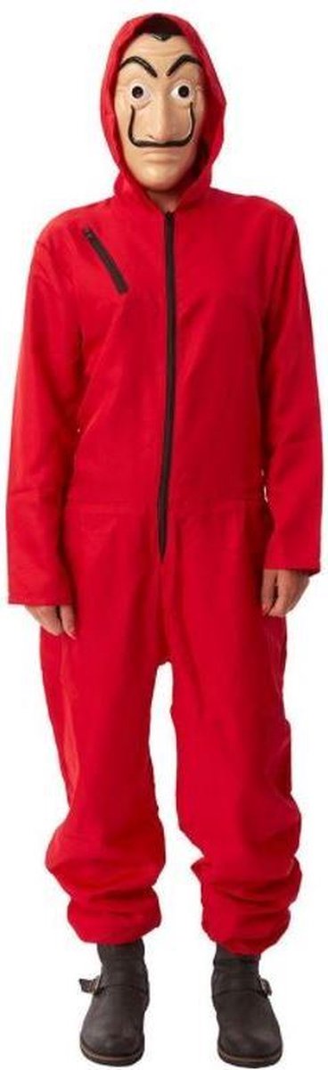 La casa de papel kostuum met masker rode overall outfit - maat M/L