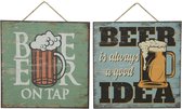 Wall deco mdf square sandy painting beer print 2col 24x24cm