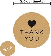 Sticker | THANK YOU | Bruin & Zwart| 25 mm | 40x