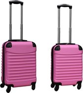 Travelerz kofferset 2 delige ABS handbagage koffers - met cijferslot - 27 en 39 liter – licht roze