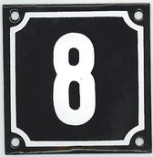 Emaille Huisnummerbordje - Zwart - 10x10 cm - Nummers 1 t/m 99
