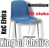 King of Chairs -set van 30- model KoC Elvira hemelsblauw met verchroomd onderstel. Kantinestoel stapelstoel kuipstoel vergaderstoel tuinstoel kantine stapel stoel kantinestoelen st