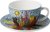 Goebel - James Rizzi | Kop en schotel Cappuccino My New York City Day | Porselein - 15cm - 250ml