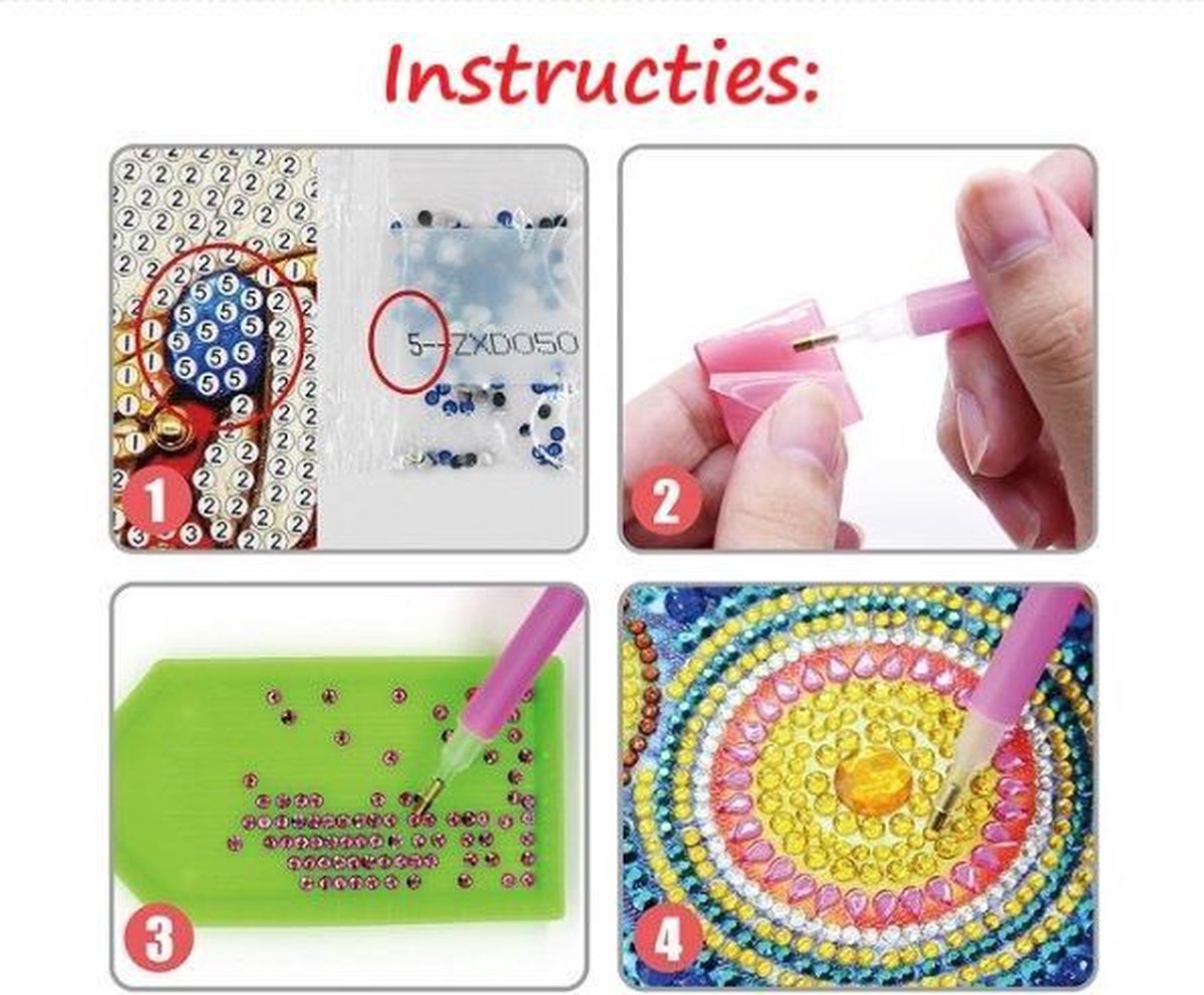 Diamond Painting Sleutelhanger Set - Compleet Pakket voor Diamond Painting Kinderen en Volwassenen - DIY Dino Thema - Huntex — afbeelding 5