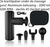 LASHES & MORE Massage Gun Mini - 4 Snelheden - Zwart - Spierpijn - 4 Massagekoppen - 3200 RPM - Aluminium Behuizing