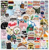 50 Boeken Stickers - Boekenwurm Muurstickers - Geschikt voor muur, laptop, telefoon Bibliotheek/Lezen