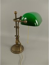 Tafellamp - Klassieke bankierslamp - Groen en Messing - 52,5 cm hoog