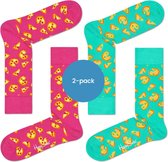 Happy Socks Heren Pizza Sok | 2 paar - Maat 41-46 - Happy Socks Groen en Roze | Junkfood collectie Happy Socks | Heren  cadeau