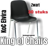 King of Chairs -set van 30- model KoC Elvira zwart met verchroomd onderstel. Kantinestoel stapelstoel kuipstoel vergaderstoel tuinstoel kantine stapel stoel kantinestoelen stapelst