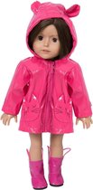 Dolls Pink Raincoat Set - Regenjas met Laarzen voor 46cm Pop
