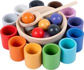 Balls and Cups Houten Speelgoed - KLEUREN en VORMEN - Motoriek Montessori Speelgoed - Educatief speelgoed voor Jongens en Meisjes