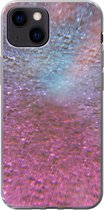 Geschikt voor iPhone 13 mini hoesje - Roze - Glitter - Abstract - Design - Blauw - Siliconen Telefoonhoesje