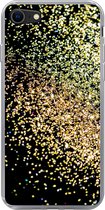 Geschikt voor iPhone SE 2020 hoesje - Luxe - Glitter - Goud - Design - Zwart - Siliconen Telefoonhoesje