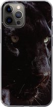 Geschikt voor iPhone 12 Pro hoesje - Panter - Dier - Zwart - Siliconen Telefoonhoesje